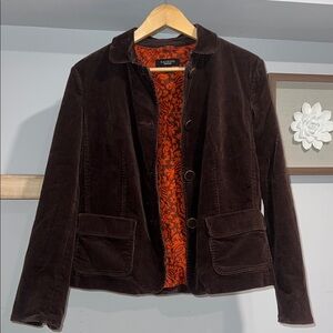 Talbots Brown Velvet Blazer with Orange Lining‎